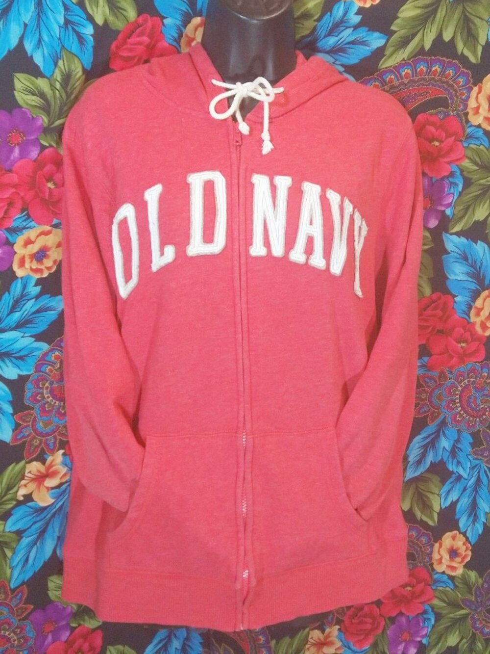 VINTAGE WOMEN'S OLD NAVY HOODIE STITCH LOGO ZIPPER SIZE LARGE HOODED SWEATSHIRT